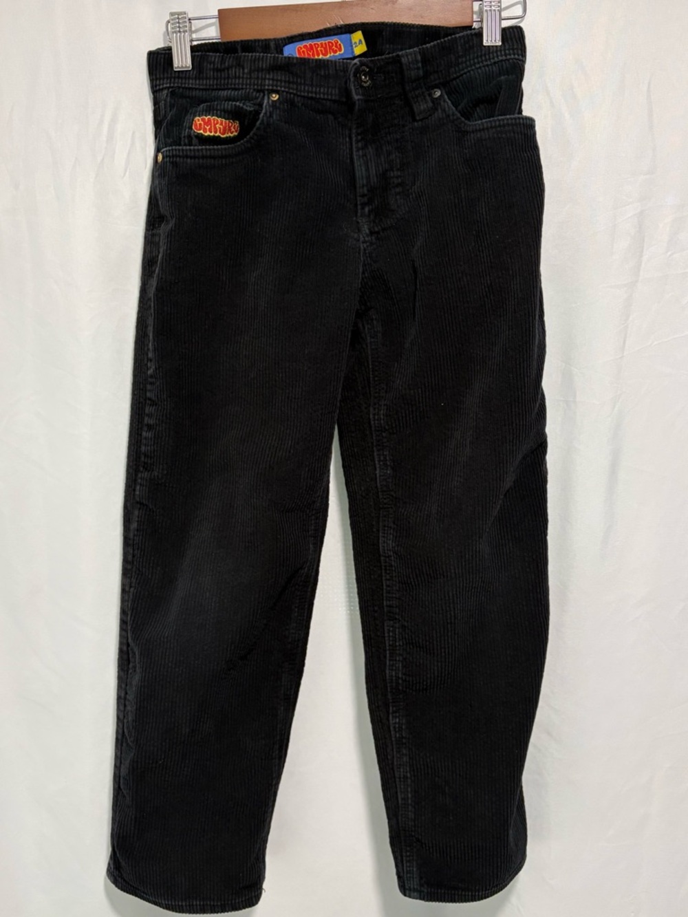Empyre Black Corduroy Pants Size 24A Youth / XS Baggy Y2K